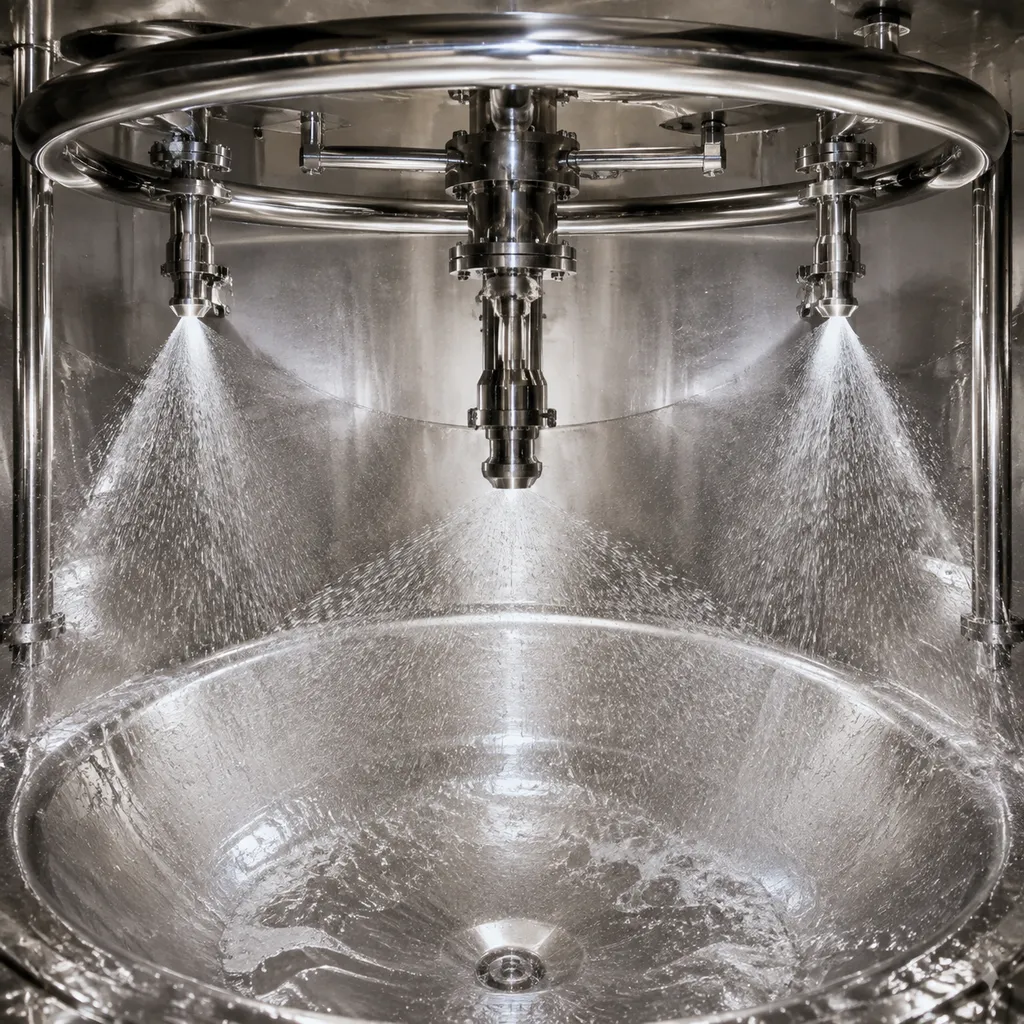 Orifice layout and spray pattern CIP coverage