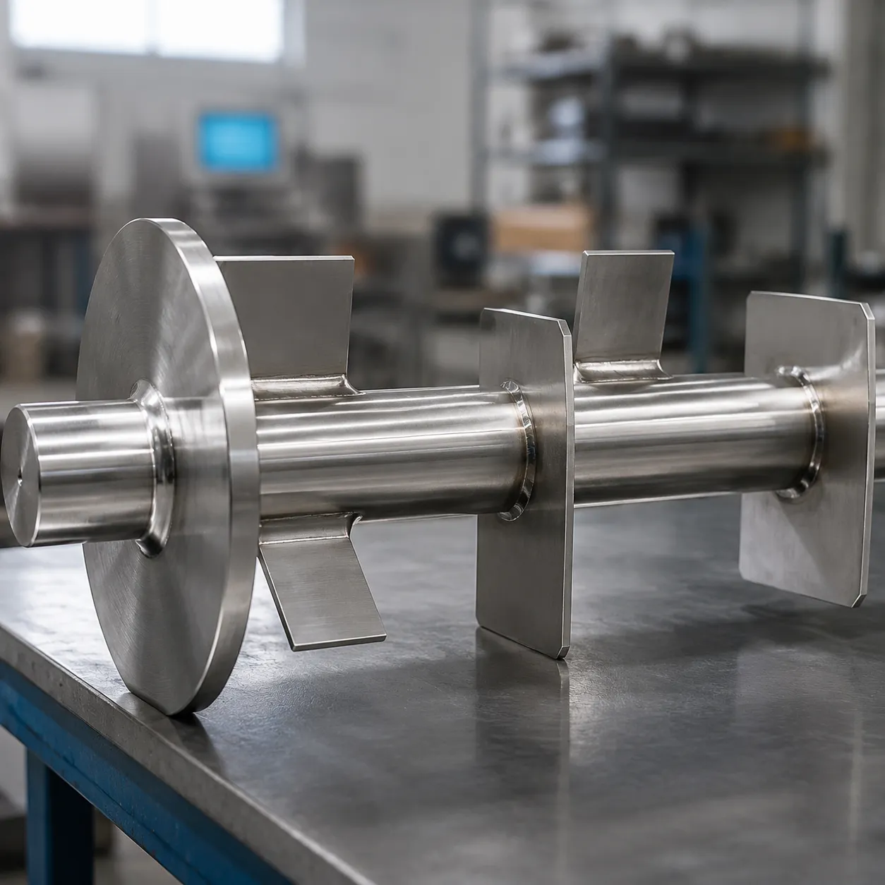 Machined 316L Agitator Shaft Features for Cheese Vats