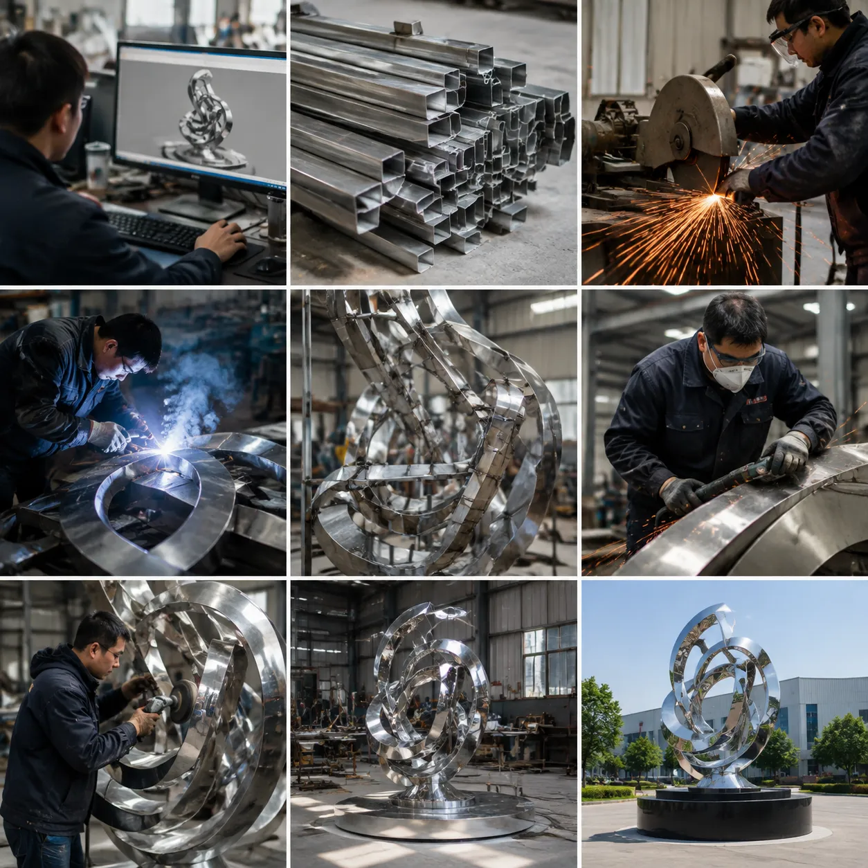 OEM Stainless Steel Sculpture Manufacturer Custom Outdoor 4 OEM Stainless Steel Sculpture Fabrication FlowOEM Stainless Steel Sculpture Fabrication Flow