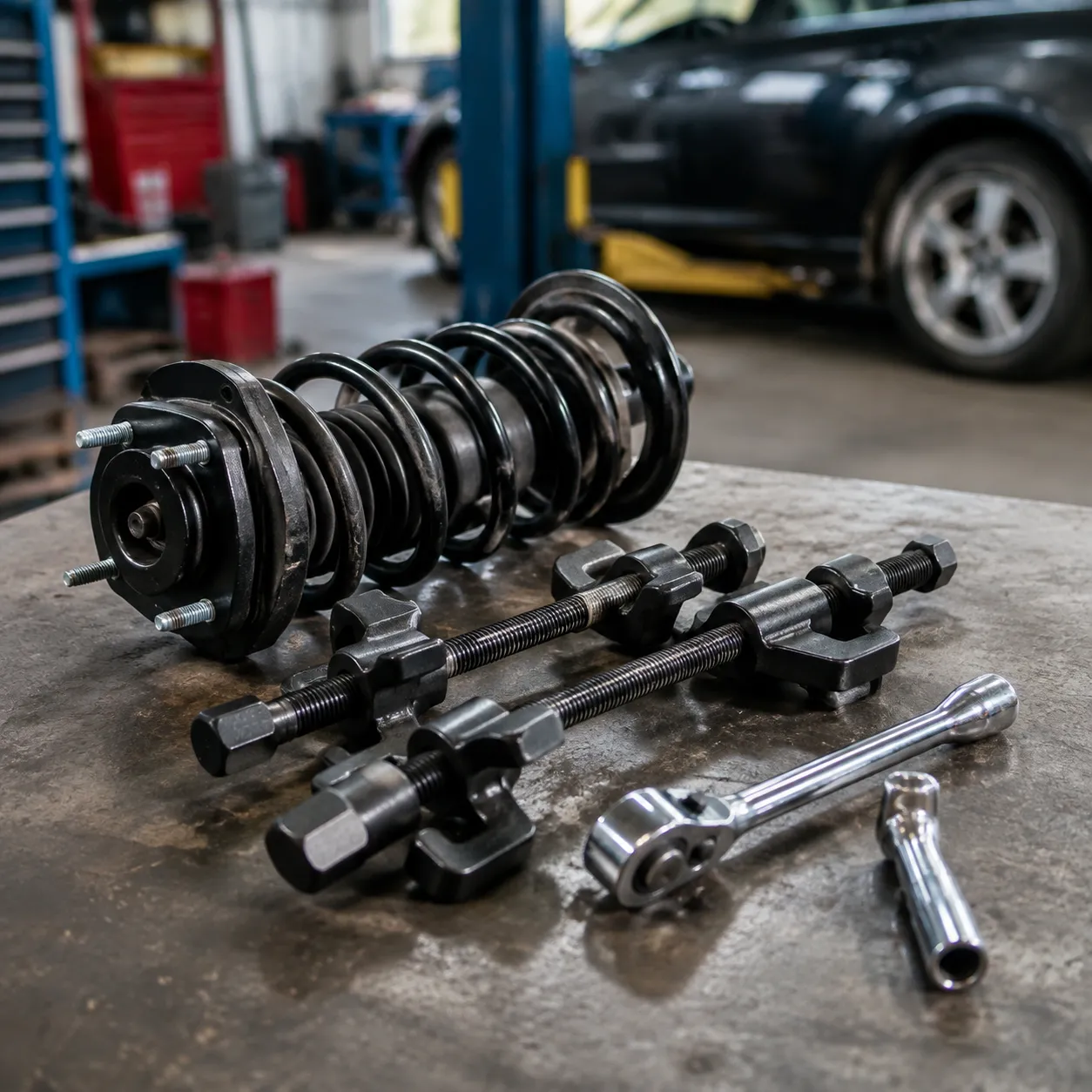 Essential tools for compressing a strut spring