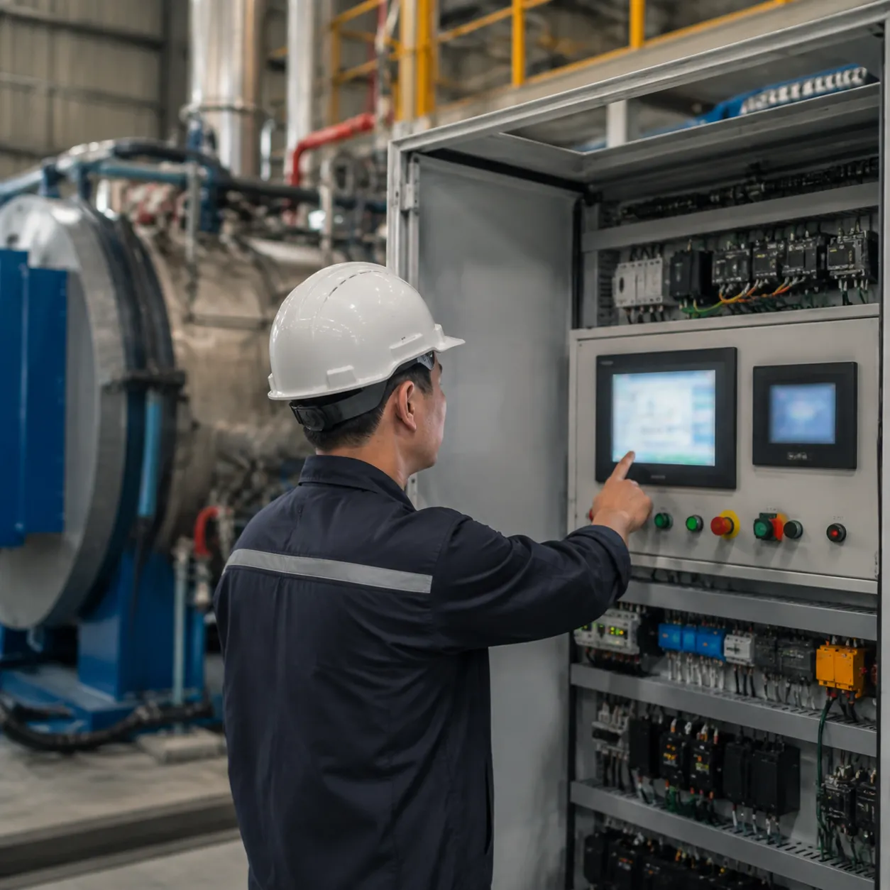 Automated induction vacuum furnace PLC control