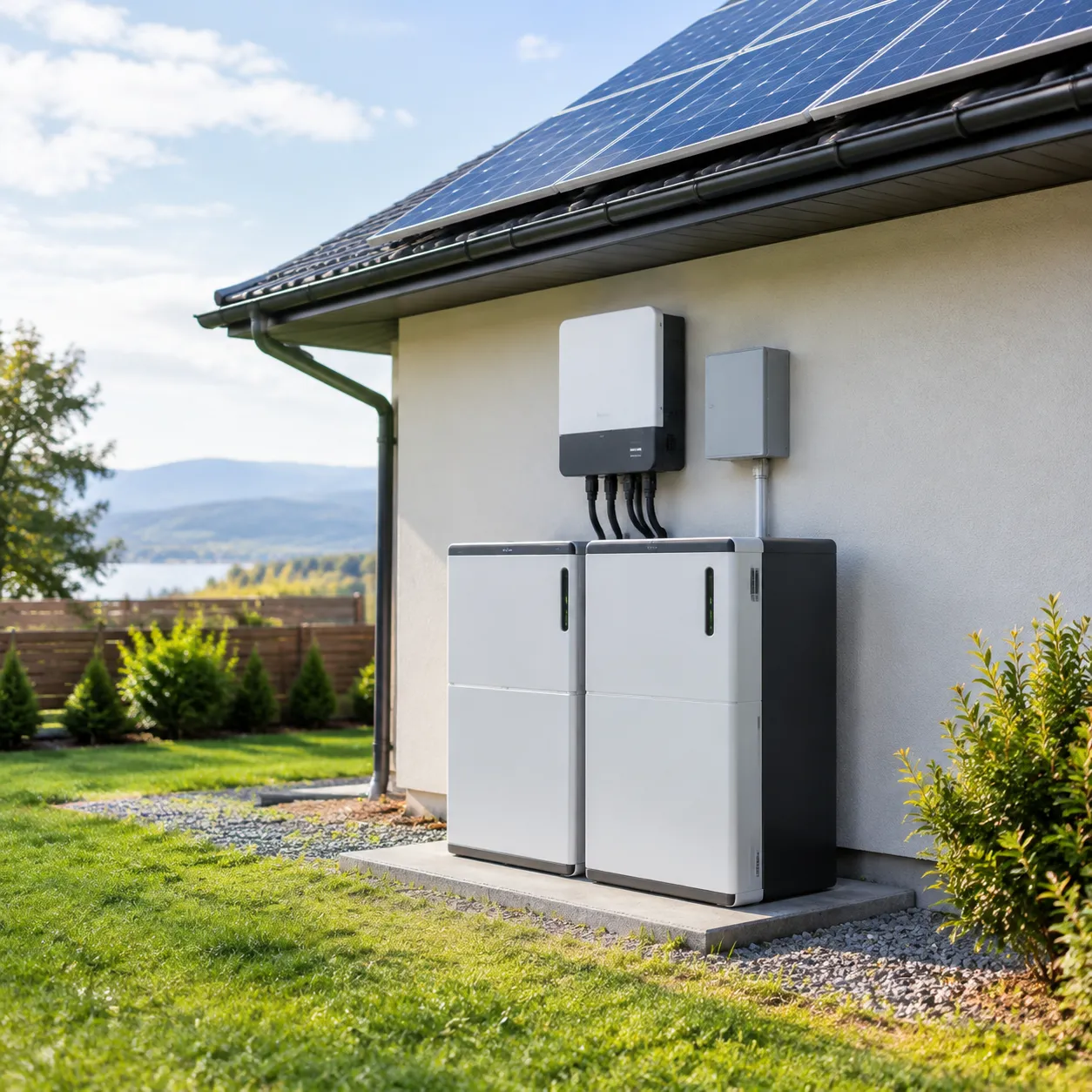 Off grid energy storage system with battery
