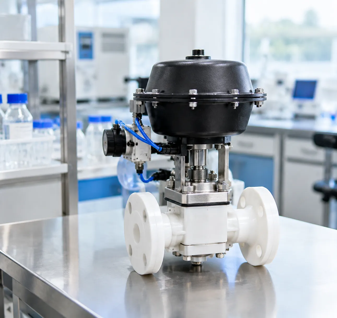 High purity wet bench pneumatic diaphragm valve