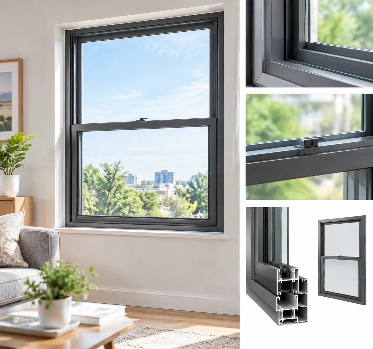 aluminum single hung windows technical specs