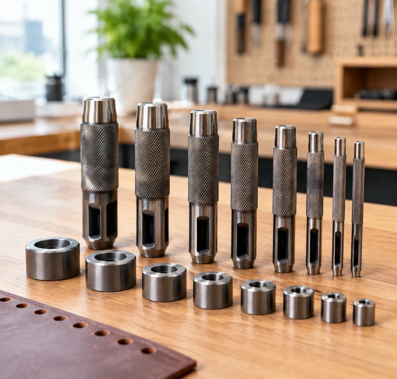 Sectionalized hemming punches set