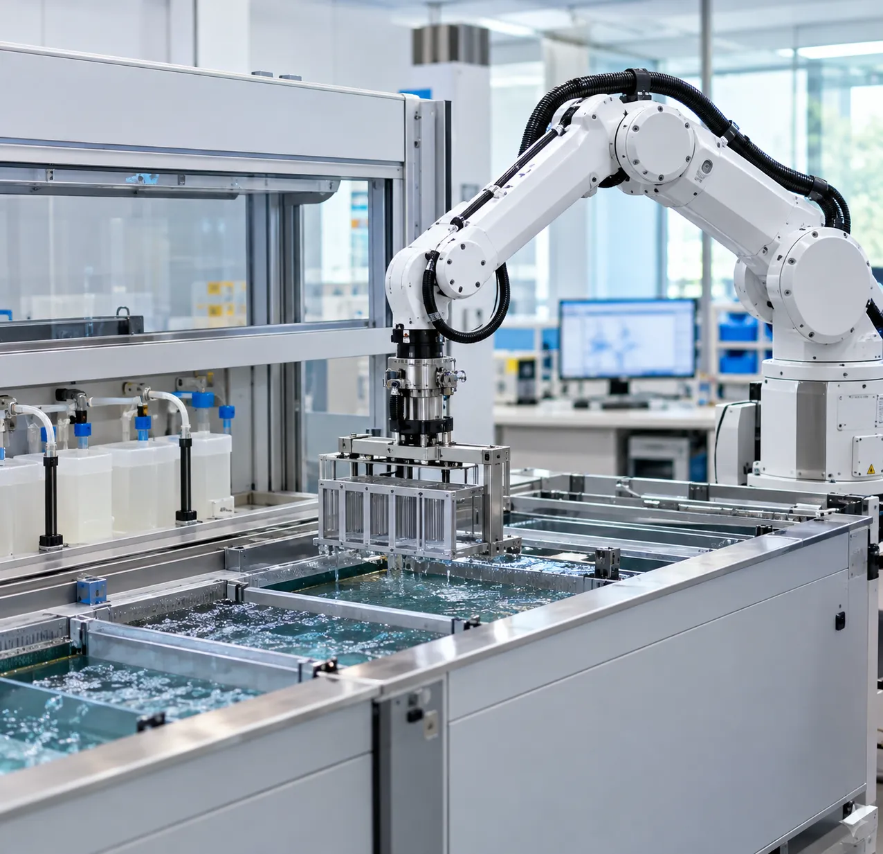 Automated robotic RCA cleaning wet bench