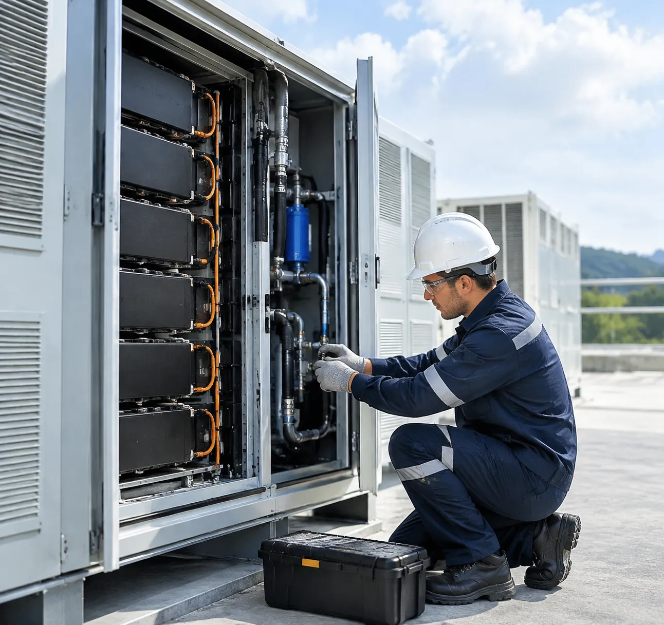 Liquid cooled energy storage cabinet maintenance