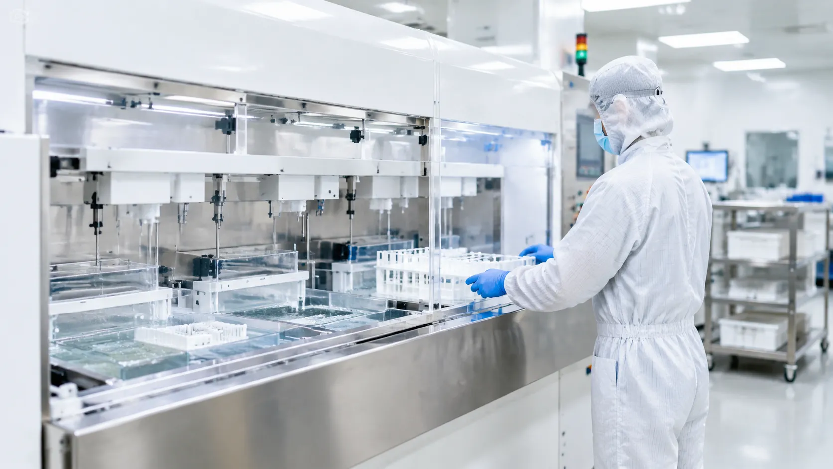 Automated cleanroom solvent wet bench