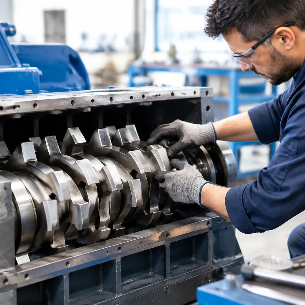 Single shaft shredder blades maintenance