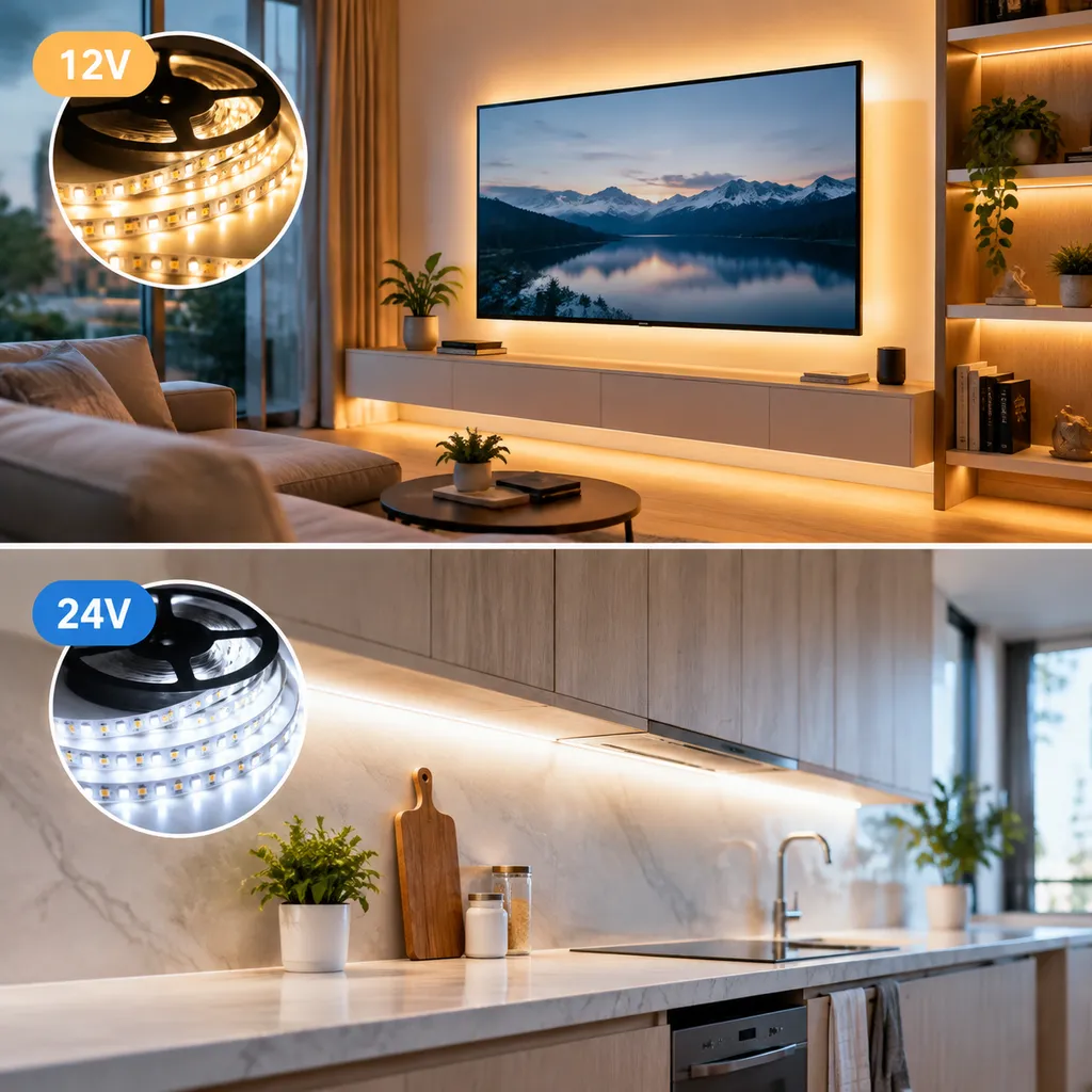 12V vs 24V LED strip application scenarios